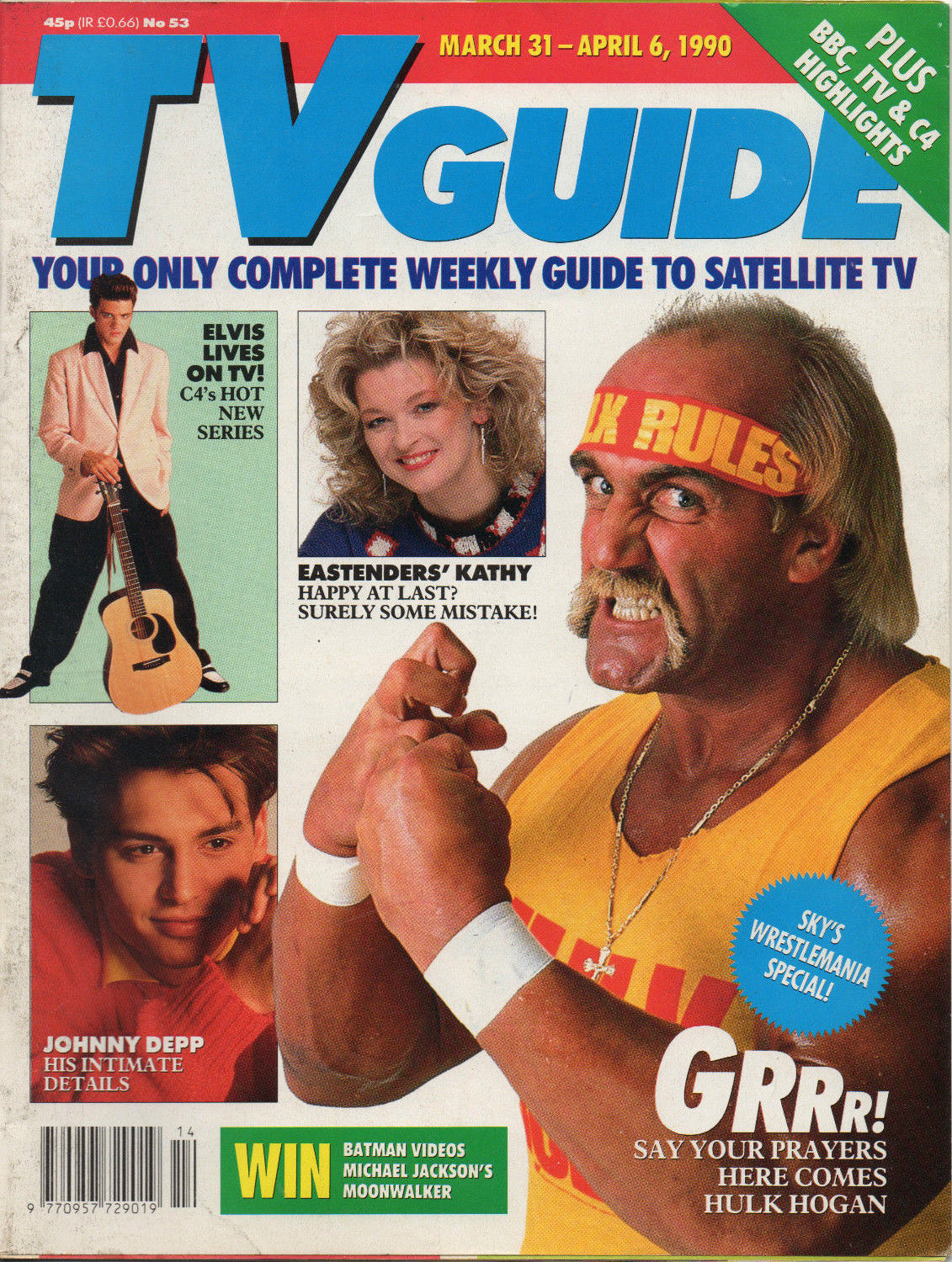 TV Guide April 1990 Hulk Hogan Magazine PWcatalog