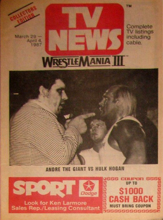 TV News 1987 Wrestlemania 3 Magazine PWcatalog