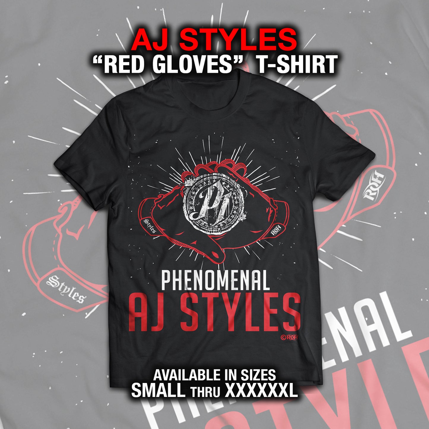 AJ STYLES P1 GLOVES RED T-SHIRT
