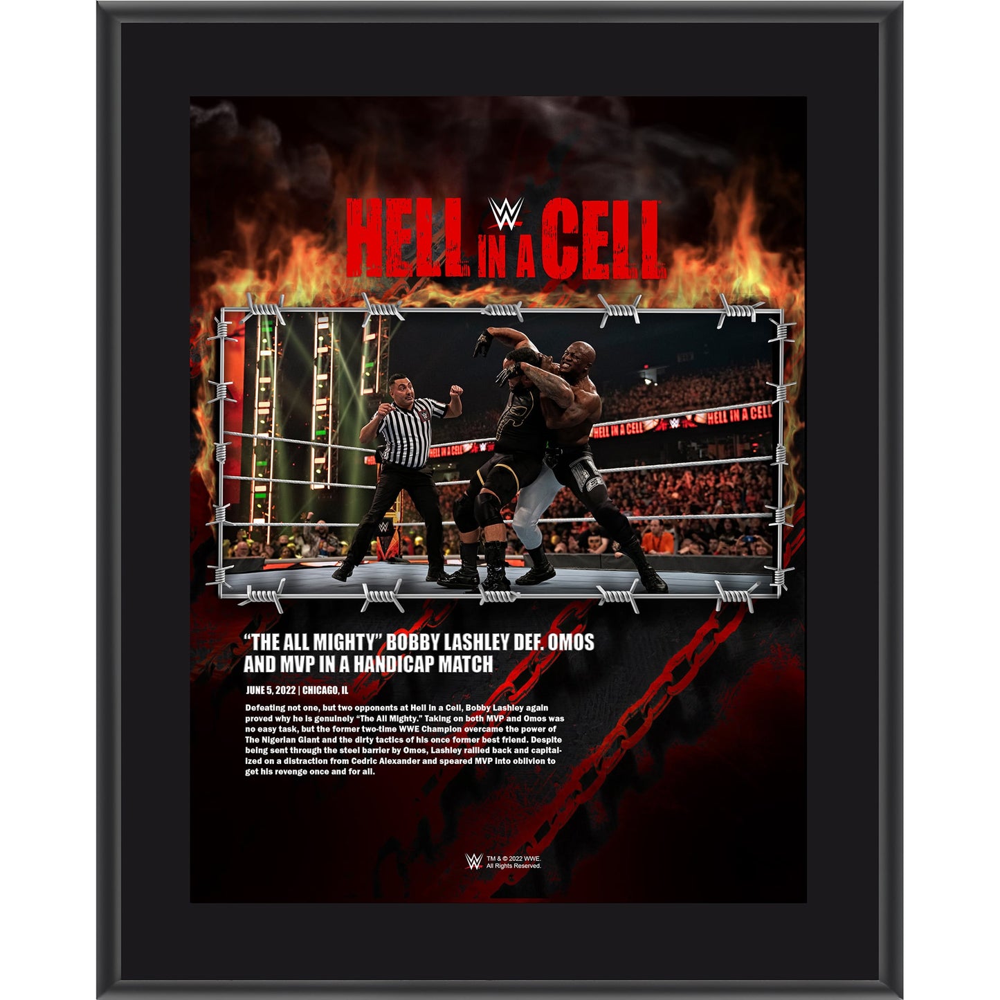 Bobby Lashley 10.5" x 13" 2022 Hell in a Cell Sublimated Plaque