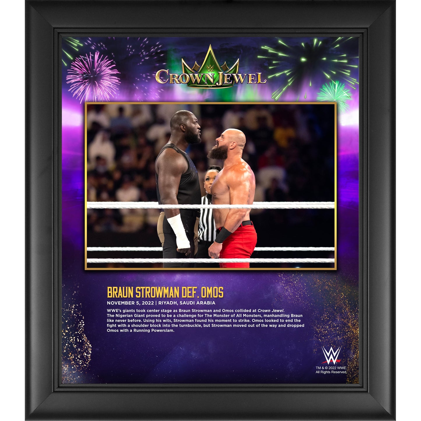 Braun Strowman Framed 15" x 17" 2022 Crown Jewel Collage - Limited Edition of 250