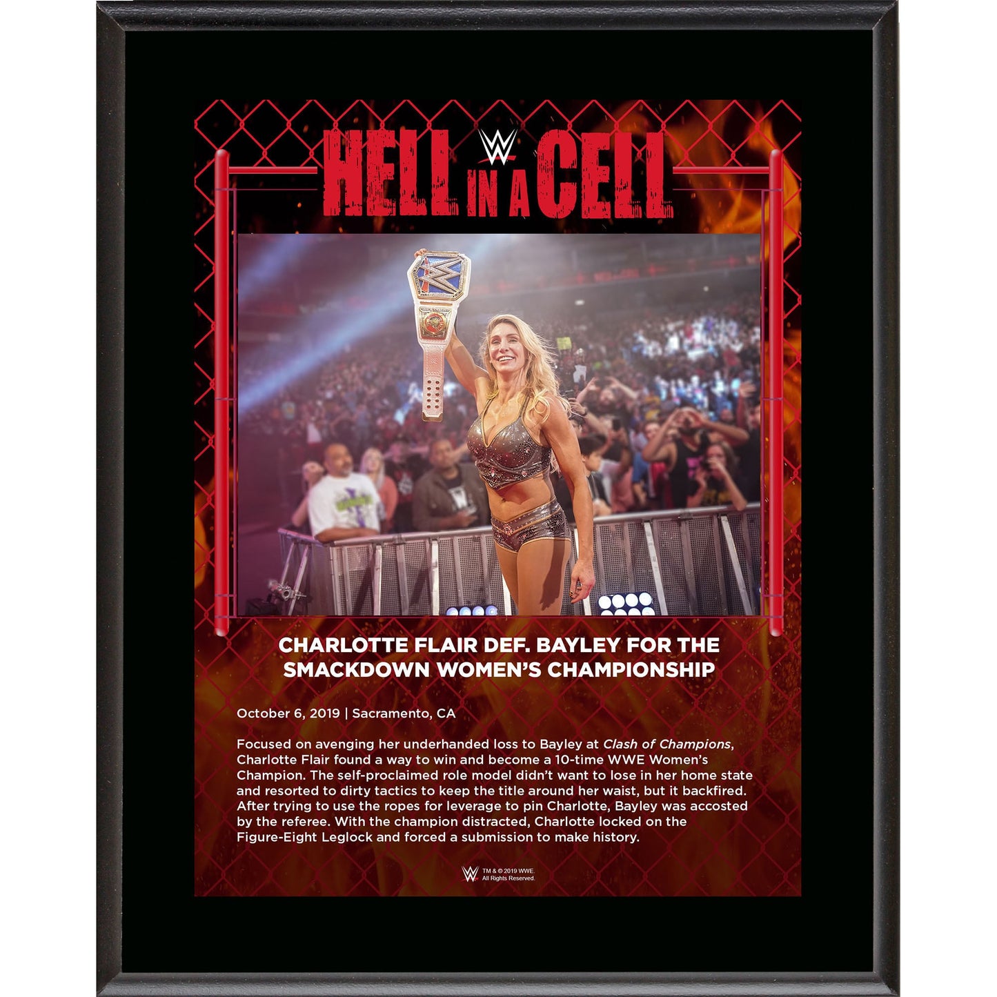 Charlotte Flair Framed 10.5" x 13" 2019 Hell In A Cell Sublimated Plaque