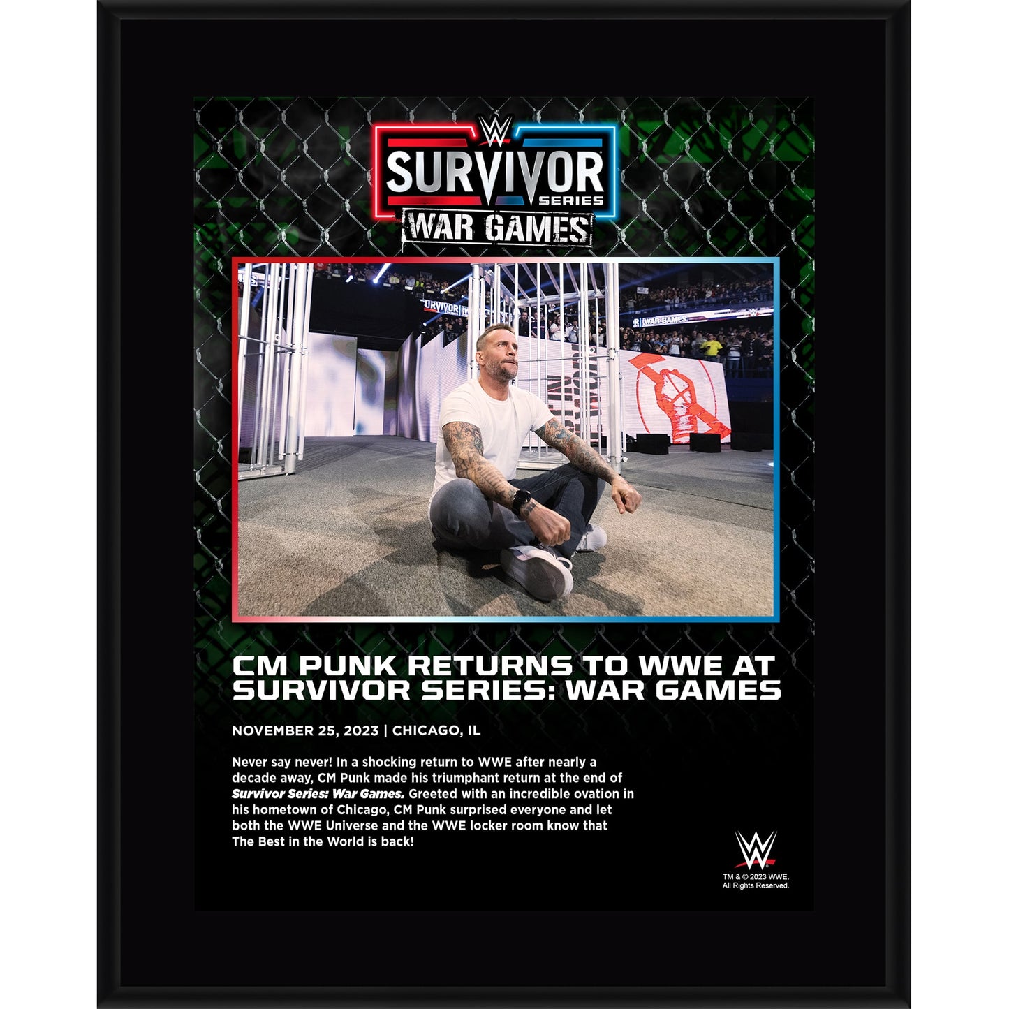 CM Punk WWE 10.5" x 13" 2023 Survivor Series Sublimated Plaque