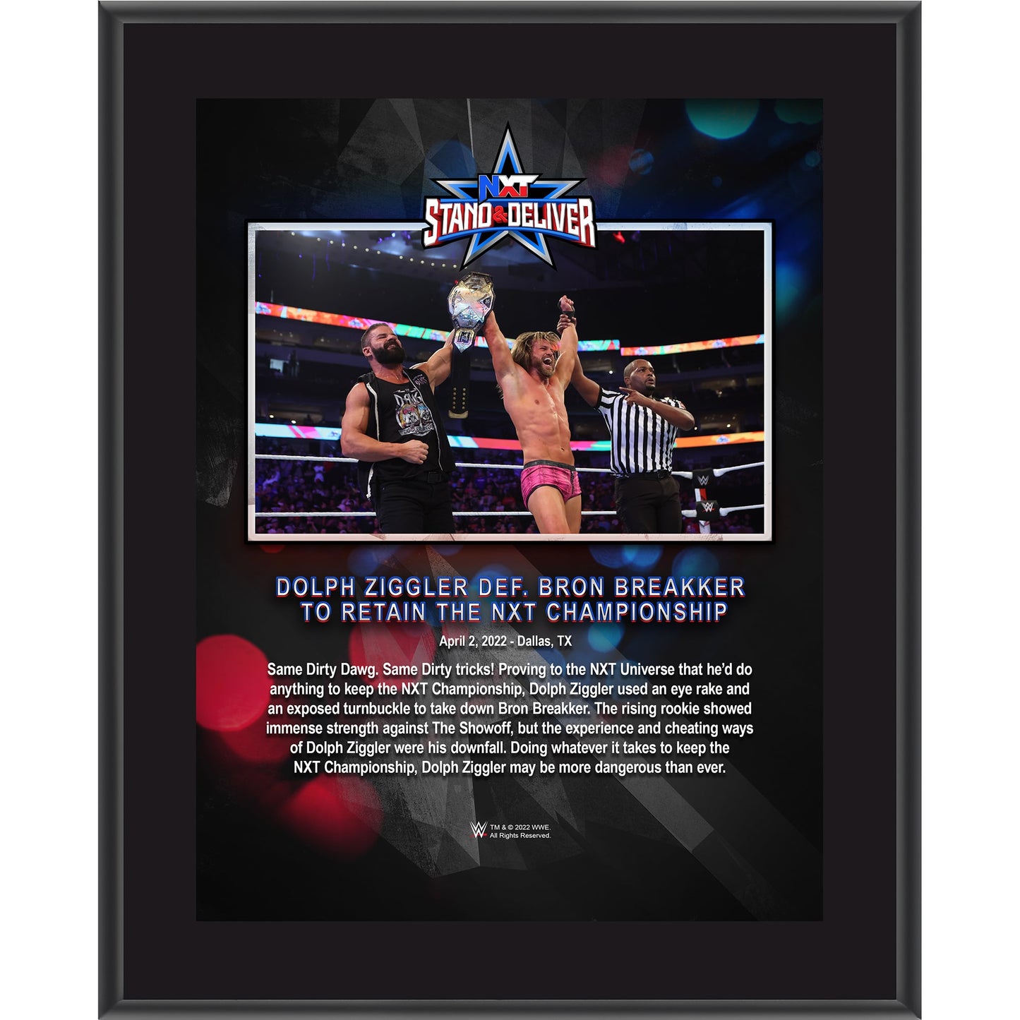 Dolph Ziggler 10.5" x 13" 2022 Stand & Deliver Sublimated Plaque
