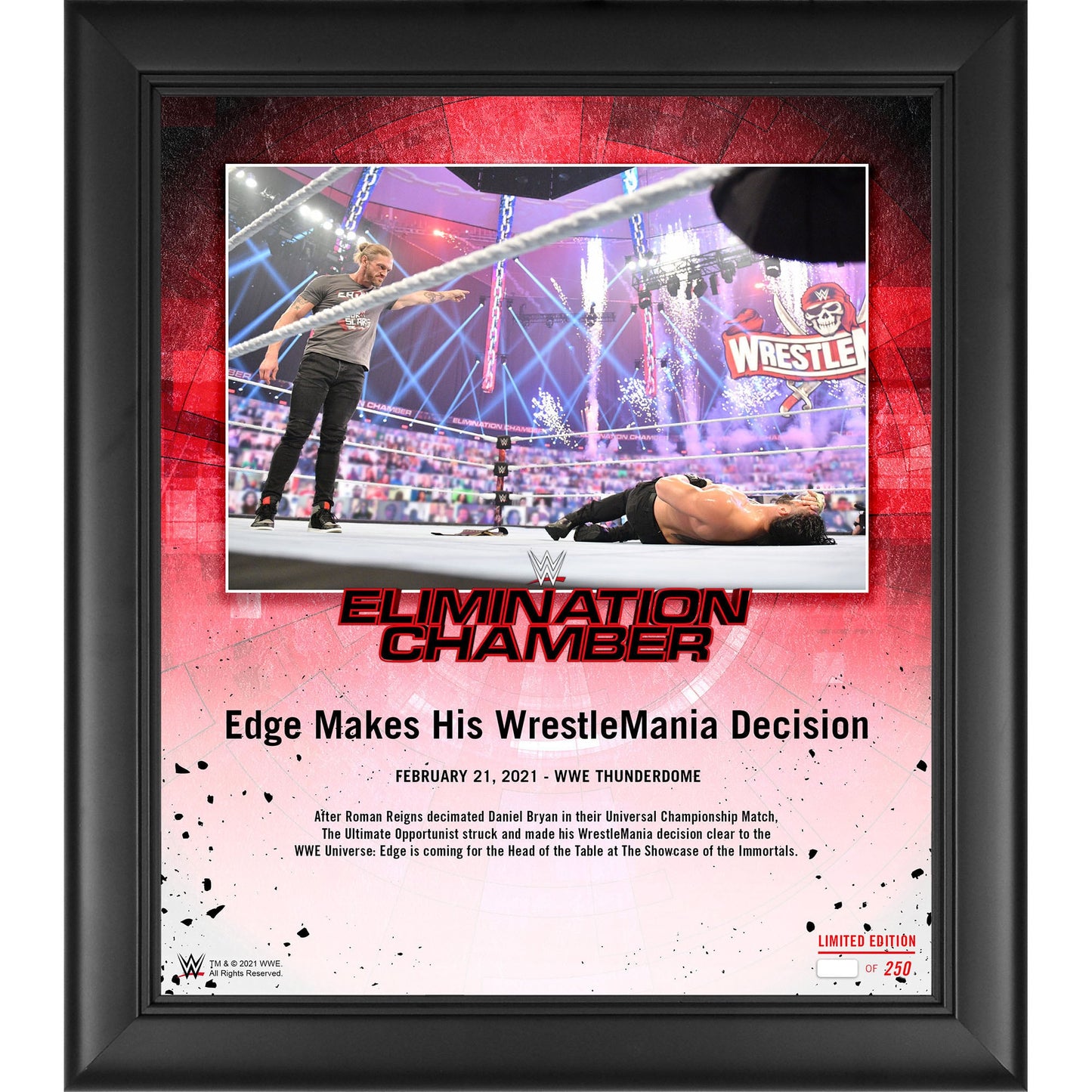 Edge Framed 15" x 17" 2021 Elimination Chamber Collage - Limited Edition of 250