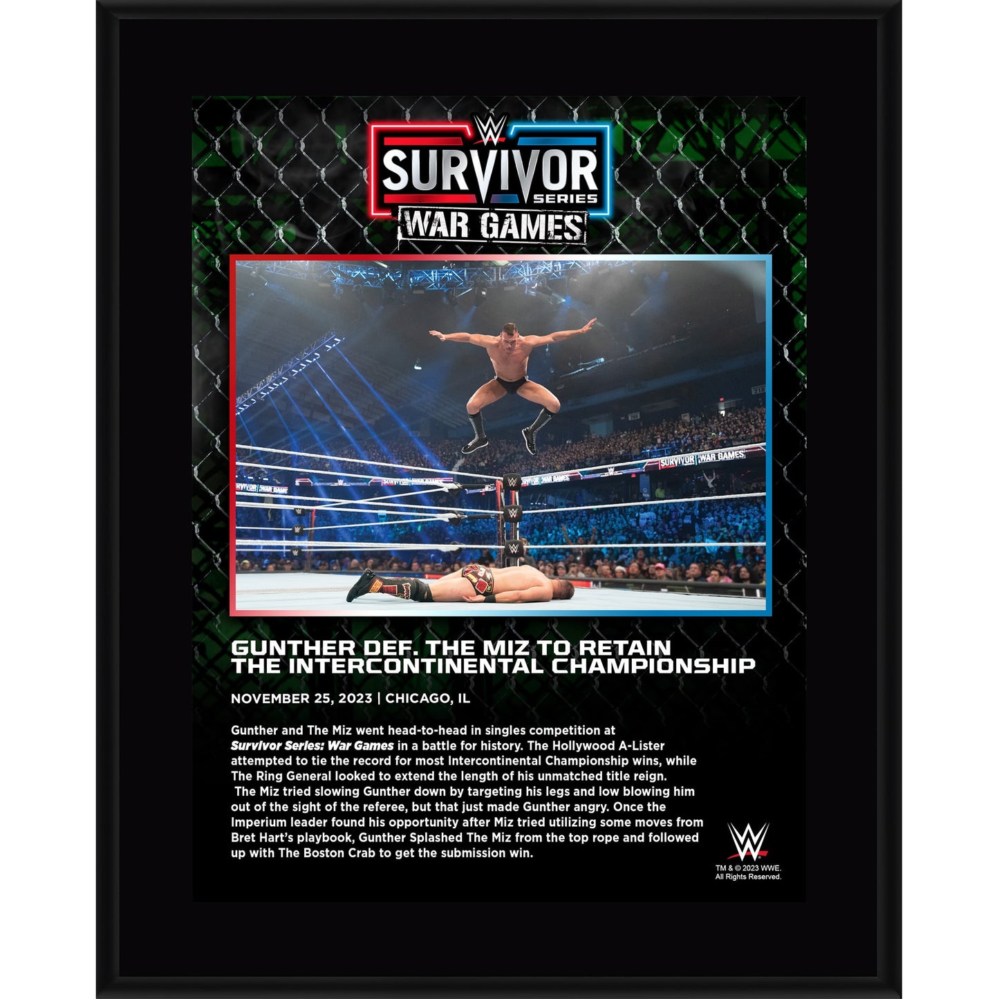 Gunther WWE 10.5" x 13" 2023 Survivor Series Sublimated Plaque