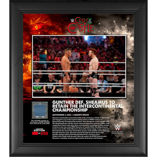 Gunther WWE Framed 15" x 17" 2022 Clash at the Castle Collage with a Piece of Match-Used Canvas - Limited Edition of 250 Photo PWcatalog