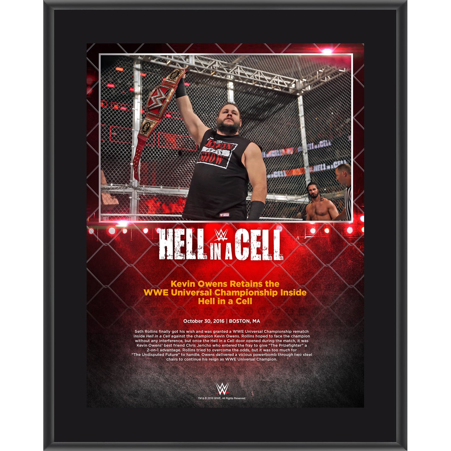 Kevin Owens 10.5" x 13" 2016 Hell In A Cell Sublimated Plaque