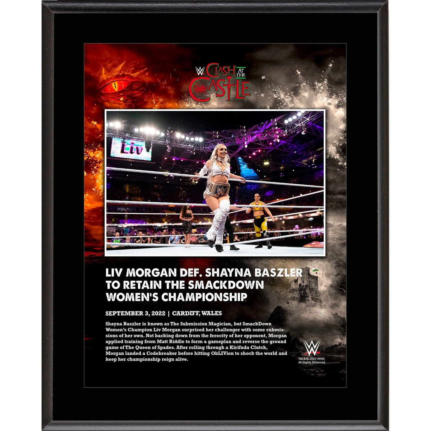 Liv Morgan WWE 10.5" x 13" 2022 Clash at the Castle Sublimated Plaque