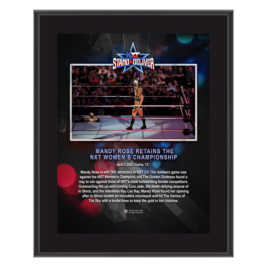 Mandy Rose NXT Stand & Deliver 2022 10x13 Commemorative Plaque