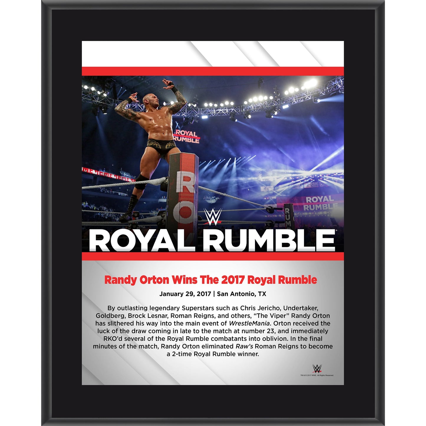 Randy Orton 10.5" x 13" 2017 Royal Rumble Sublimated Plaque