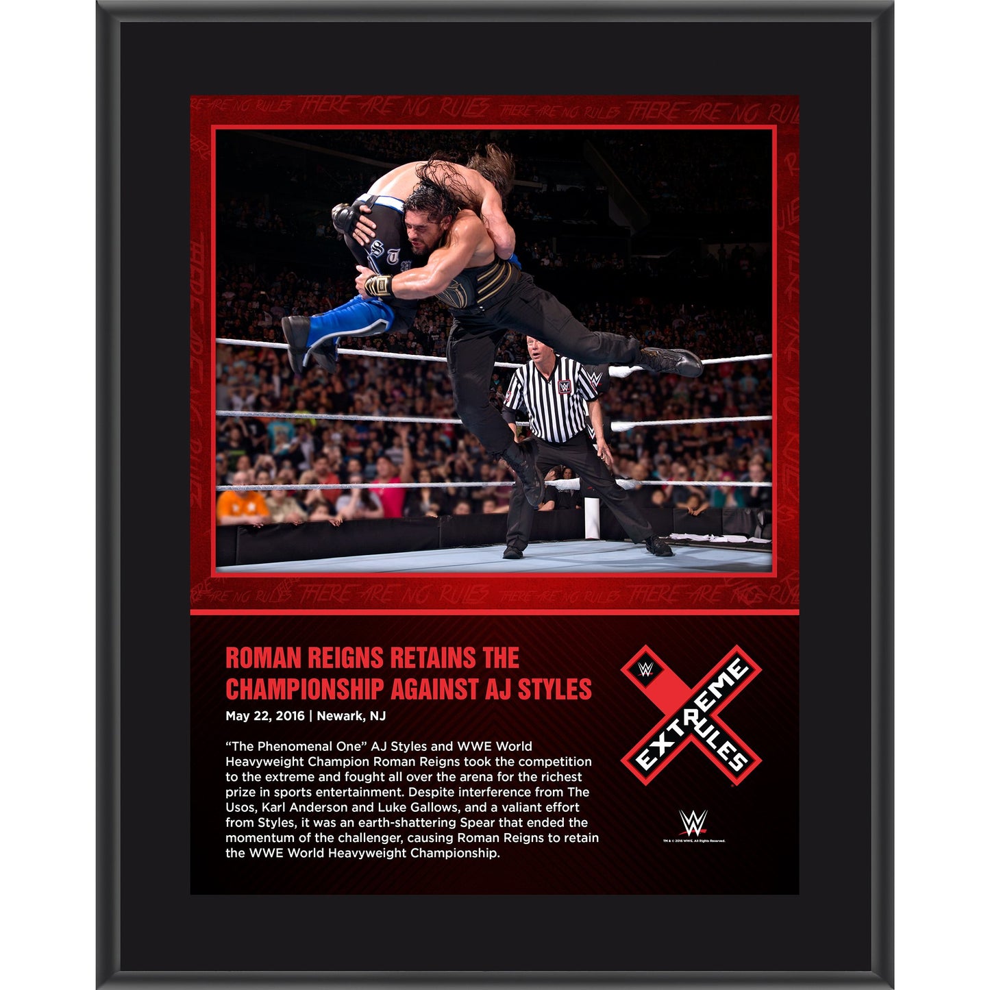 Roman Reigns 10.5" x 13" 2016 Extreme Rules Sublimated Plaque