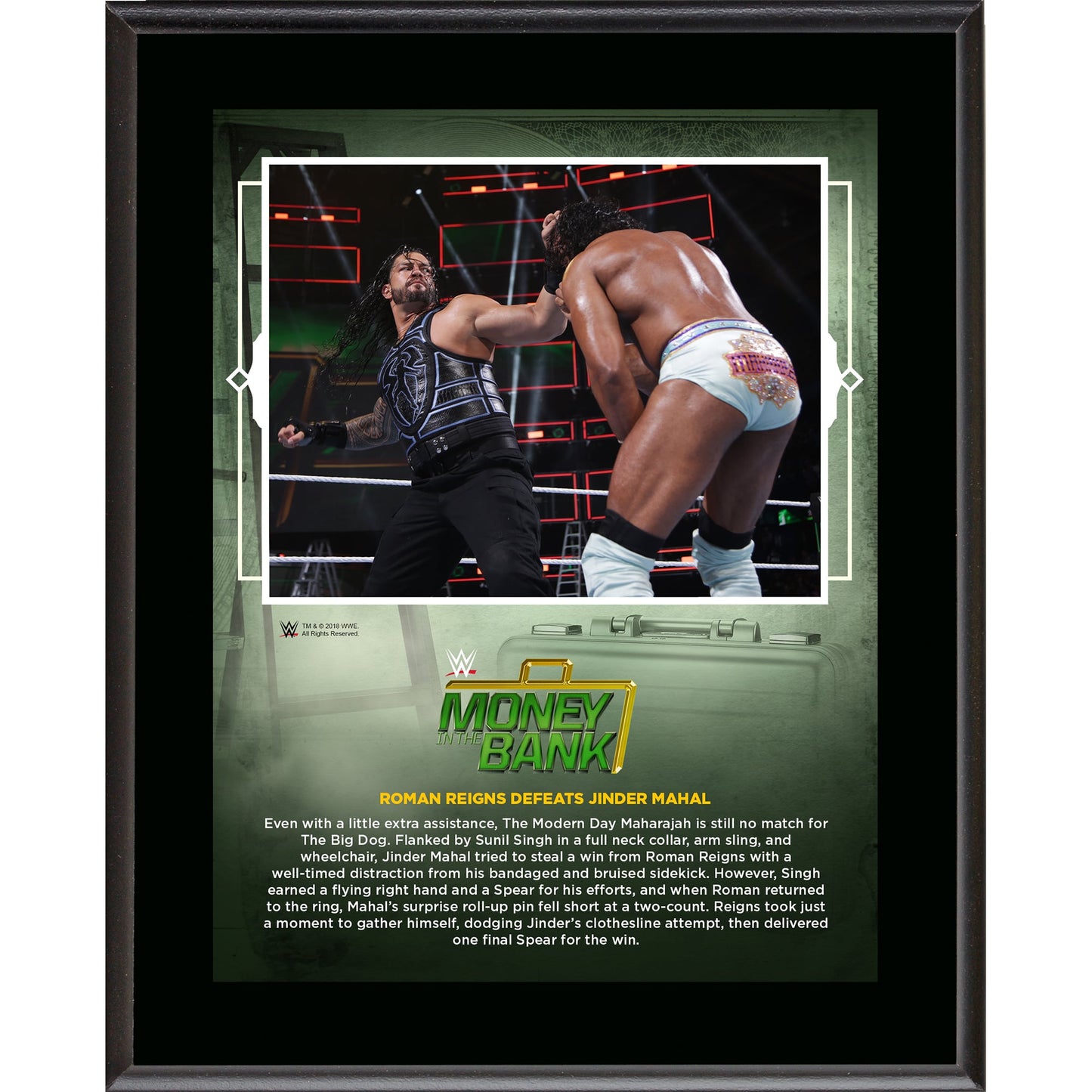 Roman Reigns 10.5" x 13" 2018 Money In The Bank Sublimated Plaque