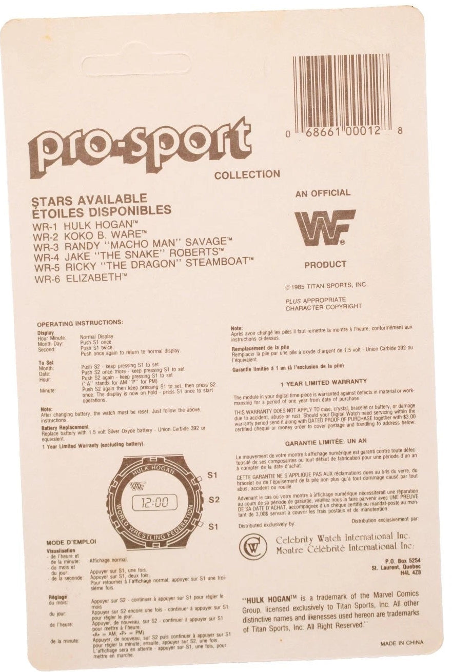 1985 WWF Ricky Steamboat Watch Watches PWcatalog
