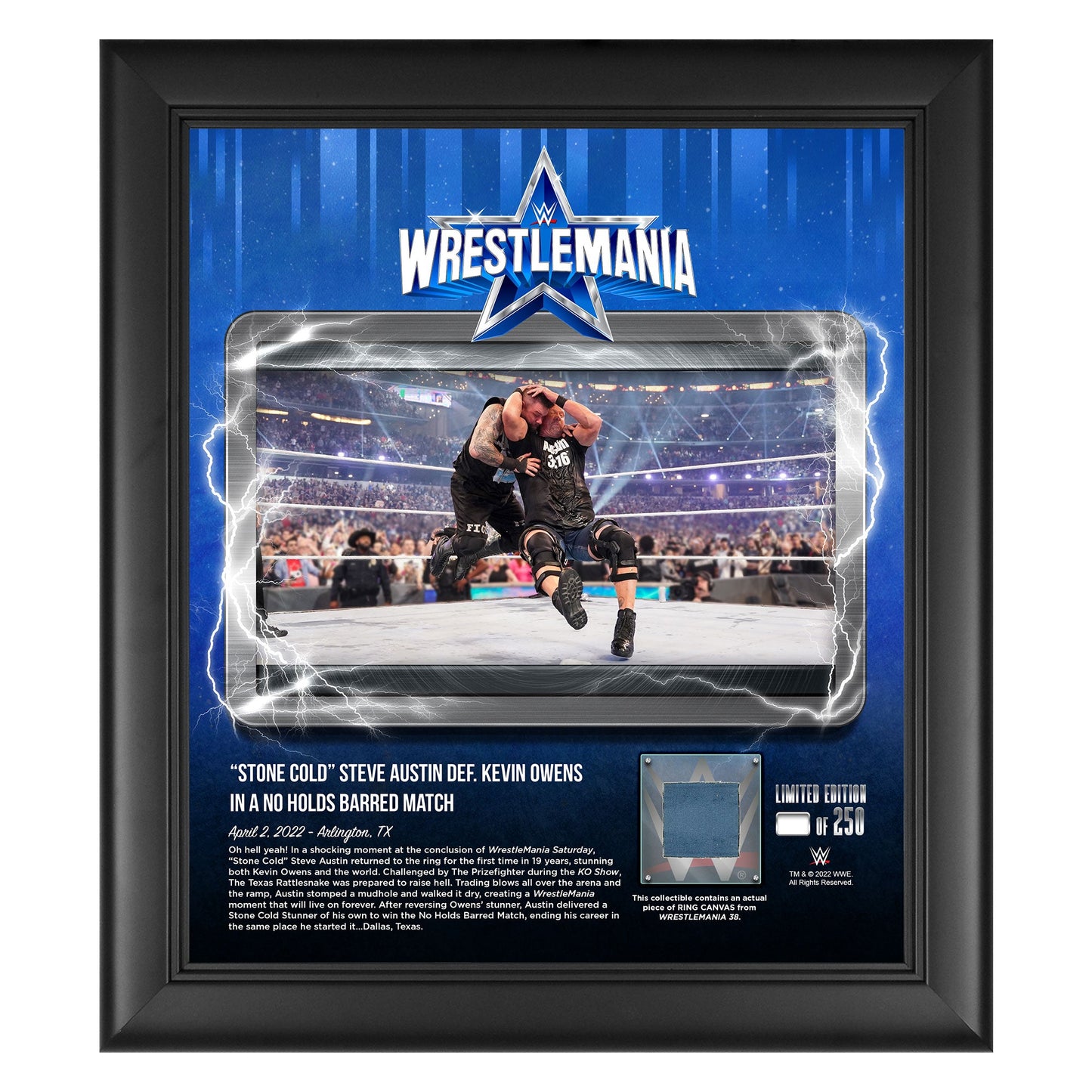 Stone Cold Steve Austin Match WrestleMania 38 15x17 Commemorative Plaque