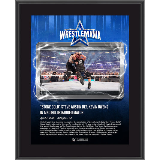 "Stone Cold" Steve Austin 10.5" x 13" WrestleMania 38 Night 1 Sublimated Plaque Plaque PWcatalog
