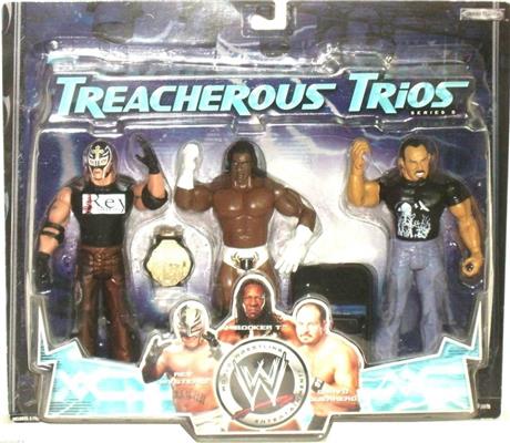 WWE Jakks Pacific Treacherous Trios 5 Rey Mysterio, Booker T & Chavo Guerrero Action & Toy Figures PWcatalog