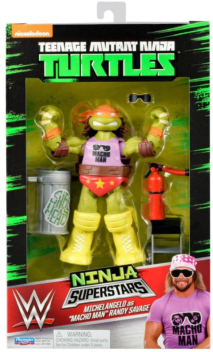 WWE Playmates Toys Teenage Mutant Ninja Turtles WWE Ninja Superstars 1 Michelangelo as "Macho Man" Randy Savage Action & Toy Figures PWcatalog