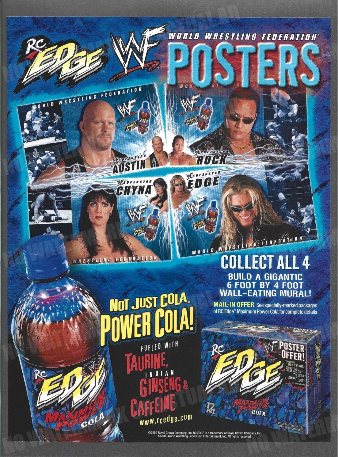 WWF RC Cola Edge Soda Steve austin 1999 PW Catalog