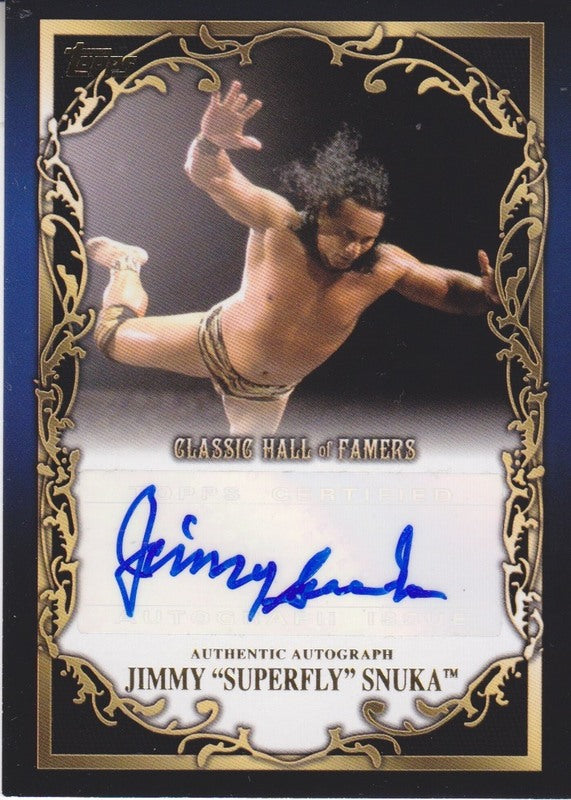 2012 Topps WWE Classic Hall of Famers 2017 approx value:$100 Jimmy Snuka Autograph PW Catalog