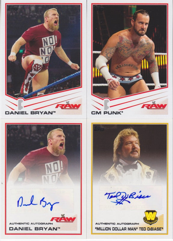 2013 Topps WWE base set (110) w/Daniel Bryan & Million Dollar Man Autograph cards PW Catalog
