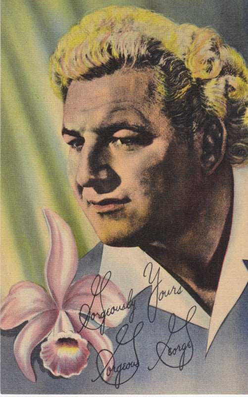 1950s Gorgeous George Postcard Approx 2017 value:$30