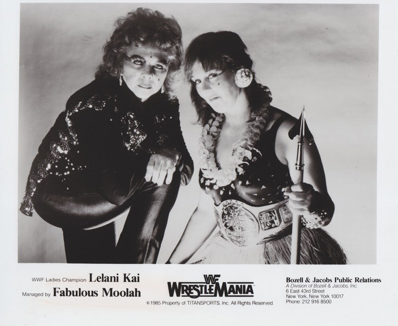 1985 WWF LADIES CHAMPION Lelani Kai w/ Fabulous Moolah Wrestlemania 1 PWcatalog