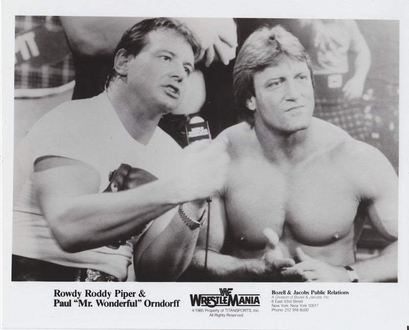 1985 Rowdy Roddy Piper Paul Orndorff Wrestlemania 1 PWcatalog