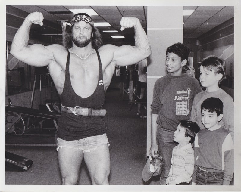 1986 Macho Man Randy Savage 8x10 press photo b/w PW Catalog