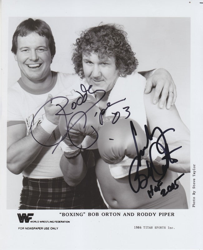 1986 Rowdy Roddy Piper (signed) "Boxing" Bob Orton (signed) (RARE) PWcatalog