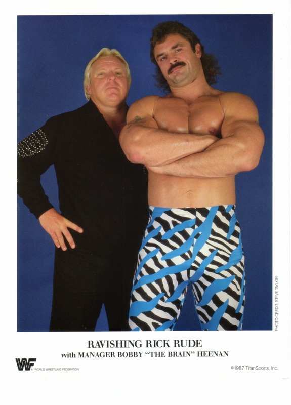 1987 Ravishing Rick Rude w/Bobby Heenan color PWcatalog