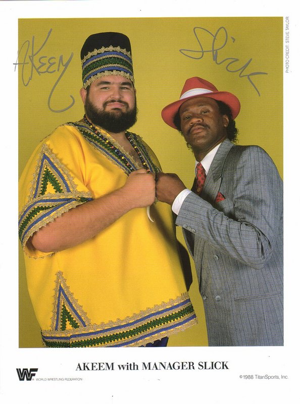 1988 Akeem w/Slick (signed by both)color PWcatalog