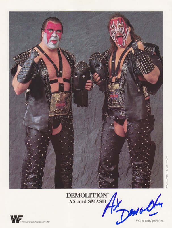 1989 WWF TAG TEAM CHAMPIONS Demolition Ax (signed) and Smash color PWcatalog