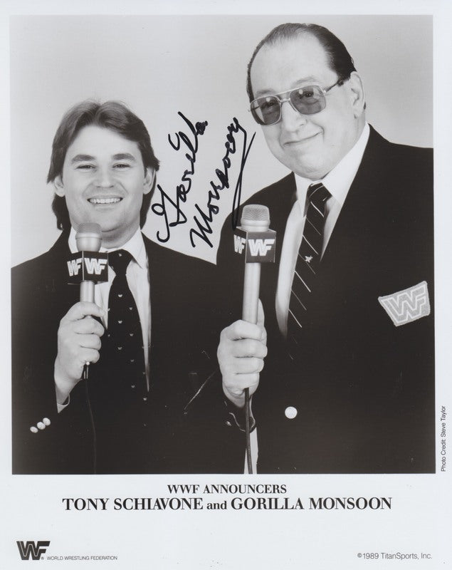1989 Tony Schiavone Gorilla Monsoon (signed) PWcatalog