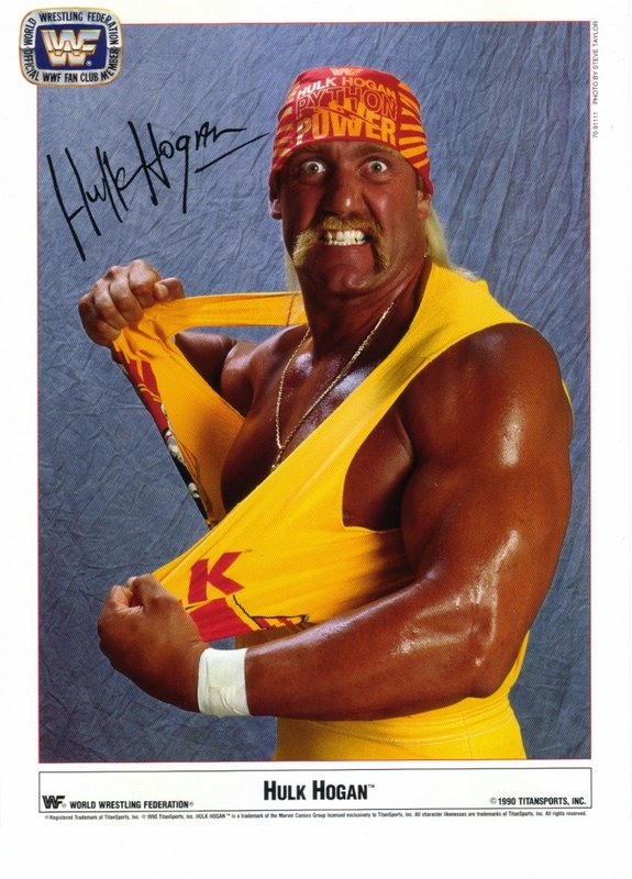 1990 Hulk Hogan fan club color (pre-printed autograph) PWcatalog