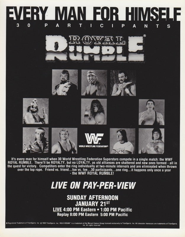 1990 Royal Rumble promo PWcatalog