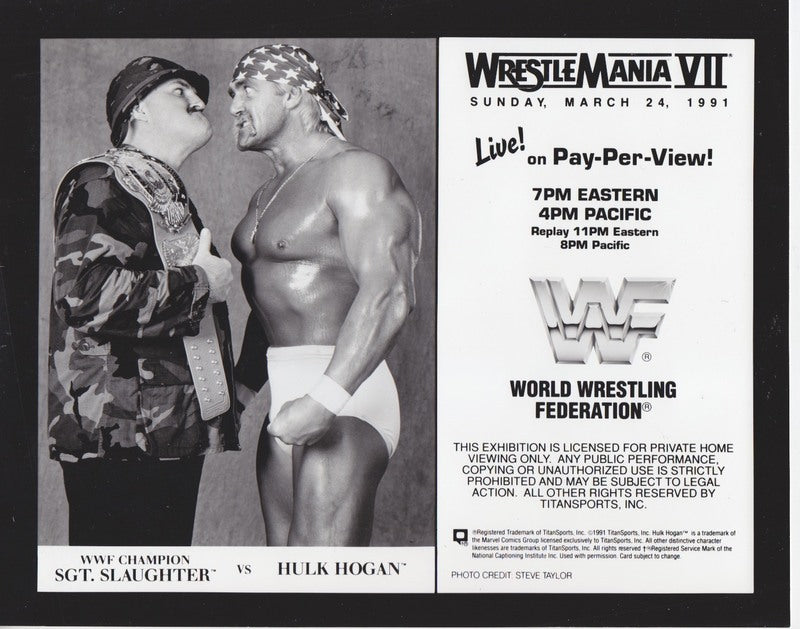 1991 Wrestlemania 7 Hulk Hogan vs. Sgt. Slaughter PWcatalog