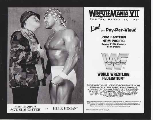 1991 Wrestlemania 7 Hulk Hogan vs. Sgt. Slaughter PWcatalog