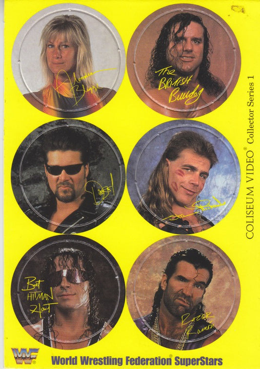 1995 Coliseum Video WWF Wrestling Pogs Set (6 on a Card) PW Catalog