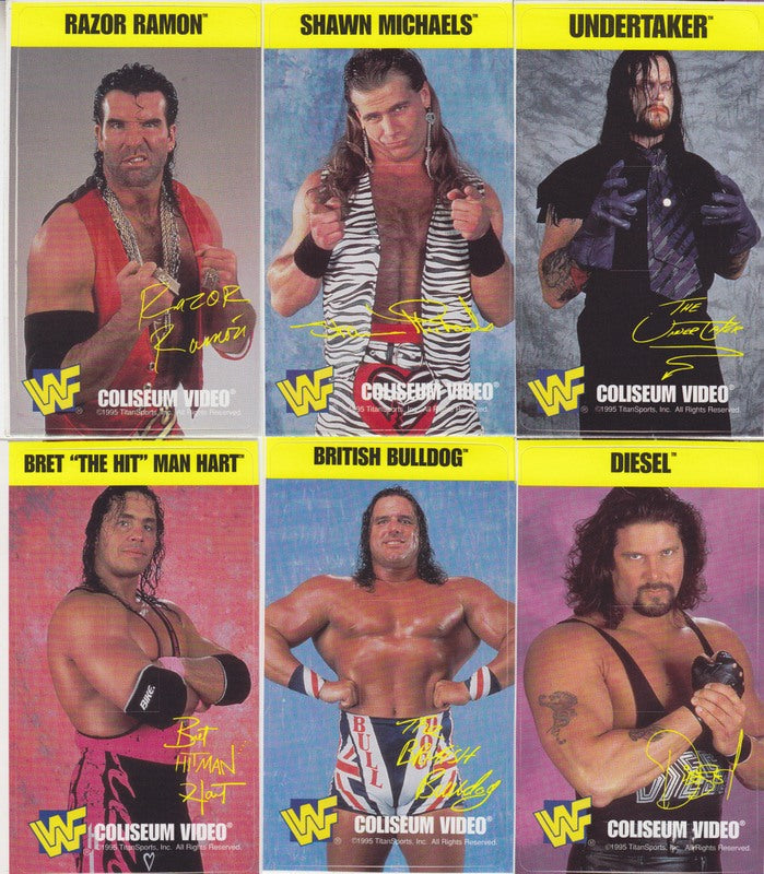 1995 Coliseum Video WWF Stickers Set (6) PW Catalog