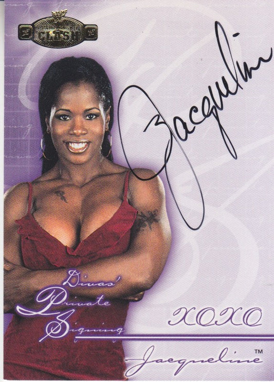 2001 Fleer WWE Championship Clash Diva Private Signing Jacqueline autograph 2017 approx value:$50 PW Catalog