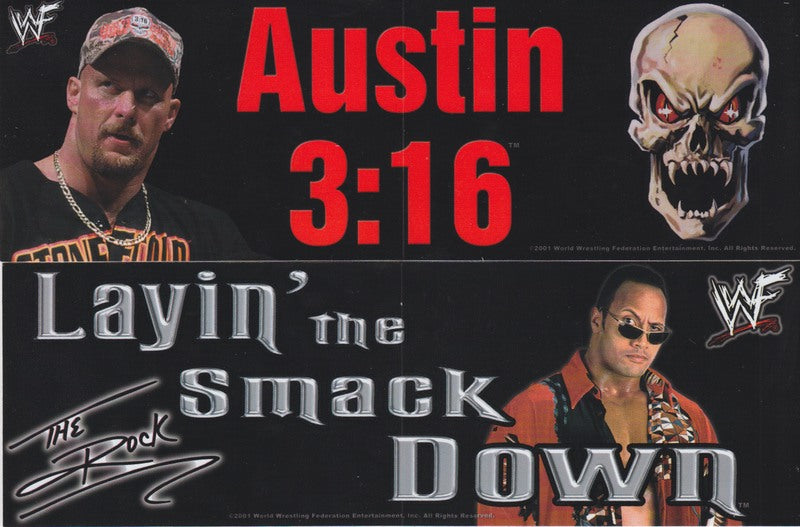 2001 Vending Machine WWF Bumper Sticker Set (18) Nm(w/factory folds) PW Catalog