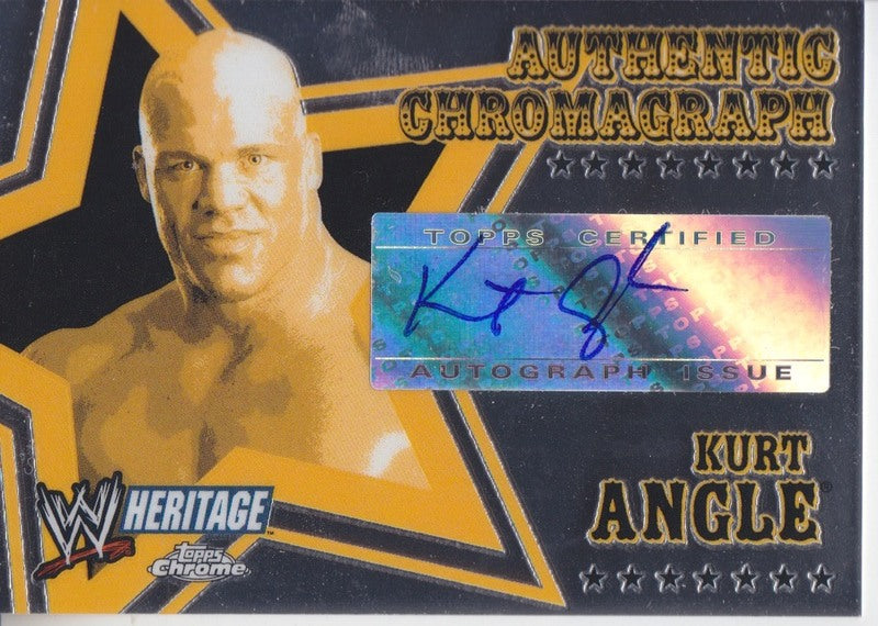 2006 Topps WWE Heritage Chrome Kurt Angle Autograph 2017 approx value:$30 PW Catalog