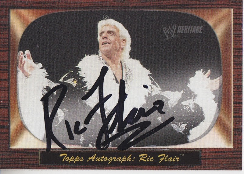 2005 Topps WWE Heritage Ric Flair unreleased/ Autographed (?) card 2017 approx value:$50 PW Catalog