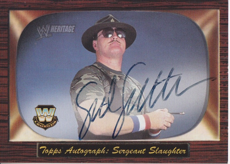 2005 Topps WWE Heritage Sgt. Slaughter Autograph 2017 approx value:$30 PW Catalog
