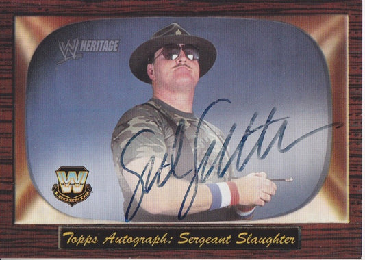 2005 Topps WWE Heritage Sgt. Slaughter Autograph 2017 approx value:$30 PW Catalog