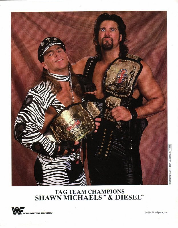 1994 WWF TAG TEAM CHAMPIONS Shawn Michaels , Diesel P233 color PW Catalog