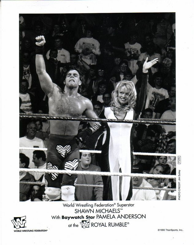 1995 Shawn Michaels w/Pamela Anderson P270 b/w PW Catalog