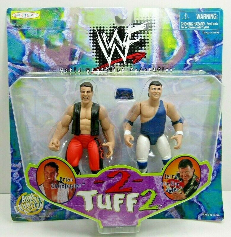 1998 WWF Jakks Pacific 2 Tuff 2 Brian Christopher & Jerry "The King" Lawler Action & Toy Figures PWcatalog