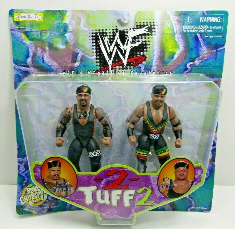 1998 WWF Jakks Pacific 2 Tuff 2 Kama Mustafa & D'Lo Brown Action & Toy Figures PWcatalog